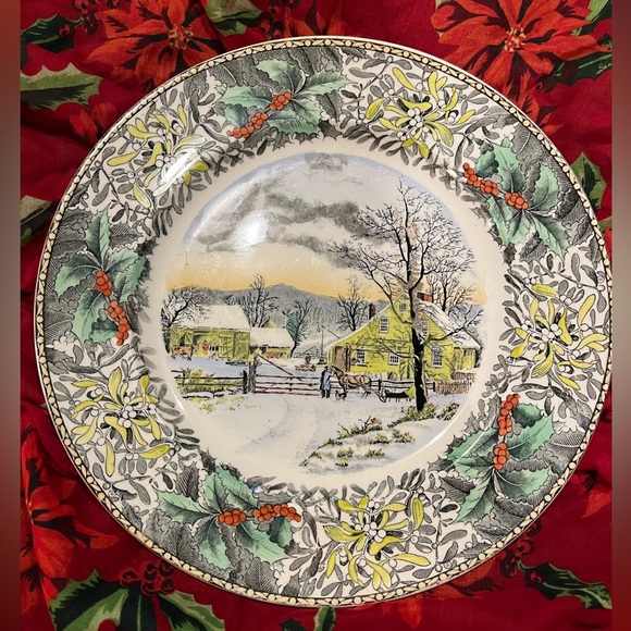 2 Adams & Currier ironstone “Winter Scenes” Christmas Holiday plates England - Picture 2 of 5